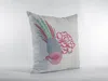 Hivvago 18" Pink White Peacock Zippered Suede Throw Pillow In Gray