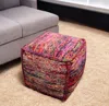 Hivvago 18" Pink Wool Cube Pouf Ottoman In Multi
