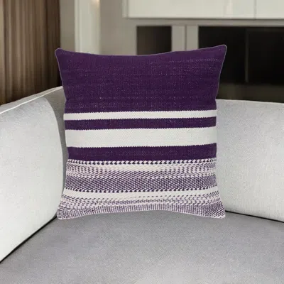 Hivvago 18" Purple And White Cotton Throw Pillow