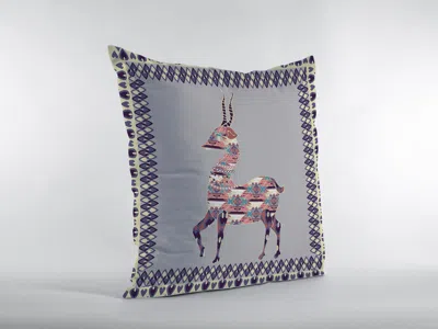 Hivvago 18" Purple Cream Boho Deer Zippered Suede Throw Pillow In Gray