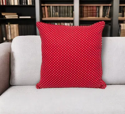 Hivvago 18" Red And White Cotton Reversible Throw Pillow