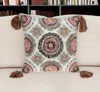 Hivvago 18" Red And White Floral Cotton Throw Pillow With Embroidery, Tassels In Multi