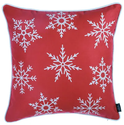 HIVVAGO 18" RED CHRISTMAS SNOWFLAKES DECORATIVE THROW PILLOW COVER