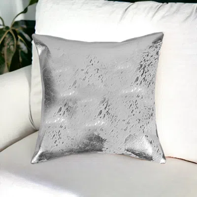 Hivvago 18" Silver Abstract Cowhide Throw Pillow In Gray