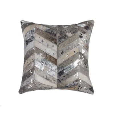 Hivvago 18" Silver Cowhide Throw Pillow In Multi