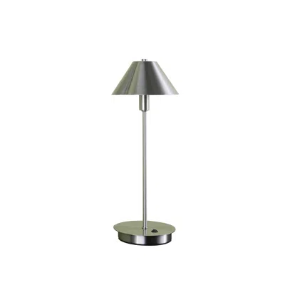 Hivvago 18" Silver Metal Bedside Table Lamp With Silver Cone Shade