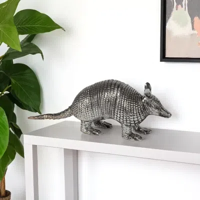 Hivvago 18" Silver Resin Armadillo Figurine