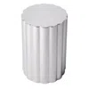 Hivvago 18" Silver Stainless Steel Block End Table In White