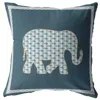 Hivvago 18" Spruce Blue Elephant Zippered Suede Throw Pillow In Blue