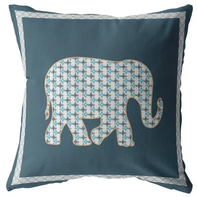 Hivvago 18" Spruce Blue Elephant Zippered Suede Throw Pillow