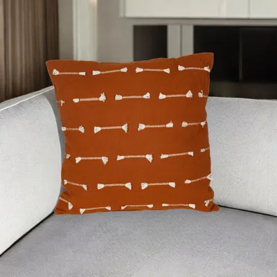 Hivvago 18" Terra Cotta Striped Cotton Throw Pillow With Texture In Brown