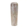 Hivvago 18" White And Brown Round Wood Floor Vase In Brown