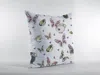 Hivvago 16" White Butterflies Zippered Suede Throw Pillow In Gray