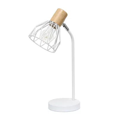 Hivvago 18" White Iron Table Lamp With White Globe Shade