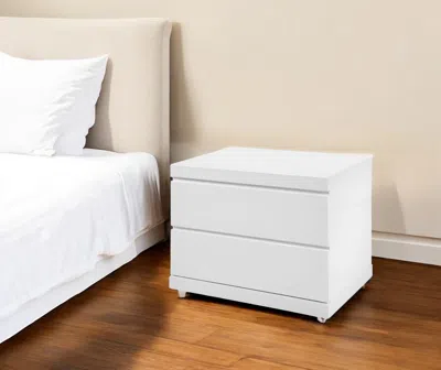 Hivvago 18" White Wood Two Drawer Nightstand