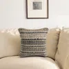 Hivvago 18" X 18" Beige And Brown 100% Cotton Striped Zippered Pillow In Brown