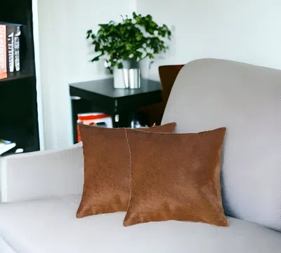 Hivvago 18 X 18 Brown Cowhide Throw Pillow
