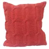 Hivvago 18 X 18 Inch Cotton Cable Knit Pillow With Twisted Details, Orange In Red