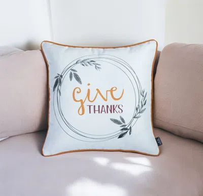 Hivvago 18 X 18 Orange Solid Color Zippered Polyester Throw Pillow In White