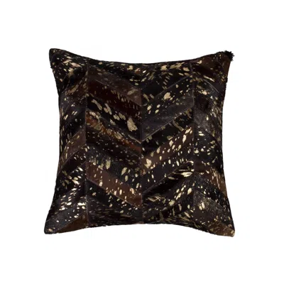 Hivvago 18" X 18" X 5" Chocolate And Gold Pillow In Black