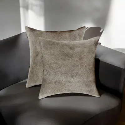 Hivvago 18" X 18" X 5" Gray Cowhide - Pillow 2-pack In Black