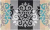 Hivvago 18" X 30" Beige And White Coir Damask Outdoor Door Mat In Multi