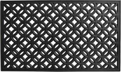 Hivvago 18" X 30" Black Geometric Outdoor Rubber And Rubber Door Mat