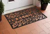 Hivvago 18" X 30" Black Rubber Scrollwork Welcome Outdoor Door Mat In Black