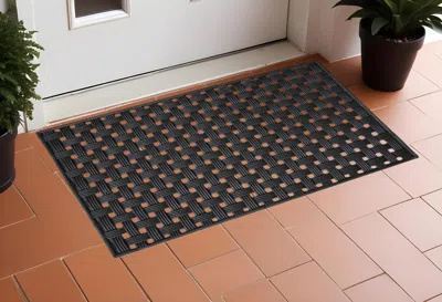 Hivvago 18" X 30" Black Rubber Weave Outdoor Door Mat
