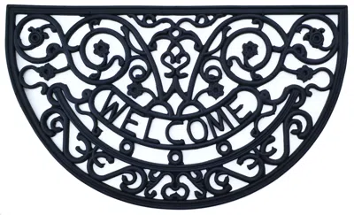 Hivvago 18" X 30" Black Rubber Welcome Outdoor Semi Circle Door Mat