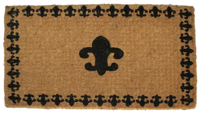 Hivvago 18" X 30" Brown And Black Coir Abstract Outdoor Door Mat