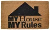 Hivvago 18" X 30" Brown And Black Coir My House My Rules Outdoor Door Mat In Brown
