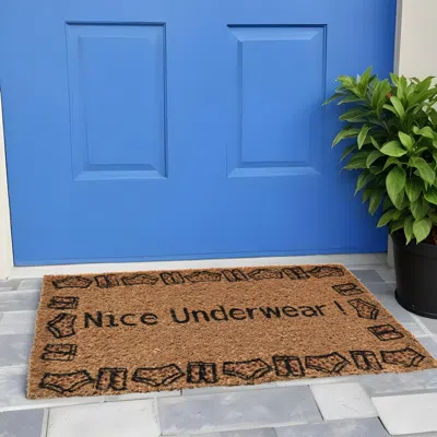 Hivvago 18" X 30" Brown And Black Coir Nice Underwear Outdoor Door Mat