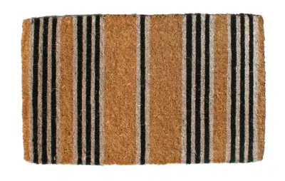 Hivvago 18" X 30" Brown And Black Coir Striped Outdoor Door Mat