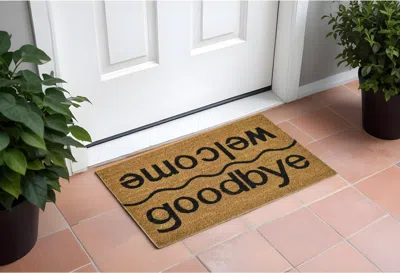 Hivvago 18" X 30" Brown And Black Coir Welcome Good Bye Outdoor Door Mat