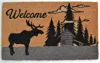 Hivvago 18" X 30" Brown And Black Coir Woodland Welcome Outdoor Door Mat In Brown