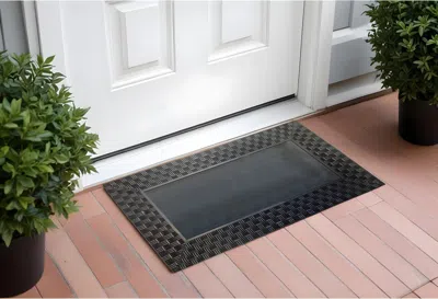 Hivvago 18" X 30" Brown And Black Rubber And Coir Spring Summer Outdoor Door Mat With Inserts