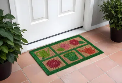 Hivvago 18" X 30" Brown Coir Garden Tools Outdoor Spring Door Mat