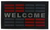 Hivvago 18" X 30" Gray And Red Synthetic Fiber Abstract Outdoor Door Mat In Black