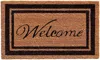 Hivvago 18" X 30" Natural And Black Striped Border Welcome Outdoor Coir Door Mat In Brown