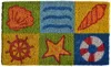 Hivvago 18" X 30" Orange Yellow Coir Seashells Outdoor Summer Door Mat In Multi