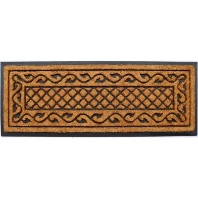 Hivvago 18" X 47" Beige And Black Rubber And Coir Outdoor Door Mat In Brown