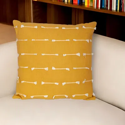 Hivvago 18" Yellow Striped Cotton Throw Pillow With Texture
