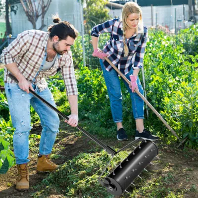 Hivvago 18/21 Inch Manual Lawn Aerator With Detachable Handle-21 Inches In Black