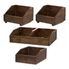 Hivvago 19, 13, 10 Inch Fir Wood Box, Set Of 4 With Metal Handles, Antique Brown In Brown