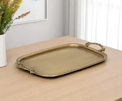 Hivvago 19" Antiqued Gold Cast Iron Handmade Vanity Tray