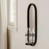 Hivvago 19" Black And Clear Glass Bottle Metal And Mirrored Glass Oval Wall Vase In Black