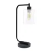 Hivvago 19" Black Iron Lantern Usb Table Lamp With Clear Cylinder Shade In Black