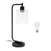 Hivvago 19" Black Metal Lantern Table Lamp Led With Clear Cylinder Shade