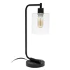 Hivvago 19" Black Iron Lantern Usb Table Lamp With Clear Cylinder Shade In Black
